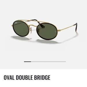 Ray-Ban Oval Double Bridge Sunglasses - Gold Frame with Green Lenses